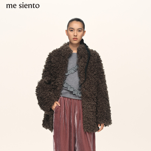 siento 25AW栗壳棕宽松纯色原创简约毛绒外套 明星同款