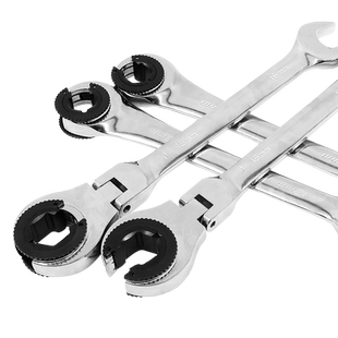 开口油管叉口棘轮扳手可转72齿公制活动头半开口棘轮扳手快速两用