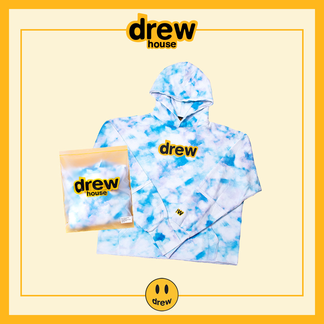 Drew云扎染字母贾斯汀比伯笑脸潮牌男女同款fog宽松拼接连帽卫衣