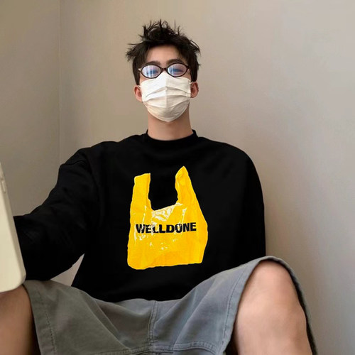 正品授权WELLDONE垃圾袋圆领卫衣
