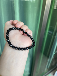 6mm墨翠刚琴黑完美招财墨翠福利手串小米珠证书保真
