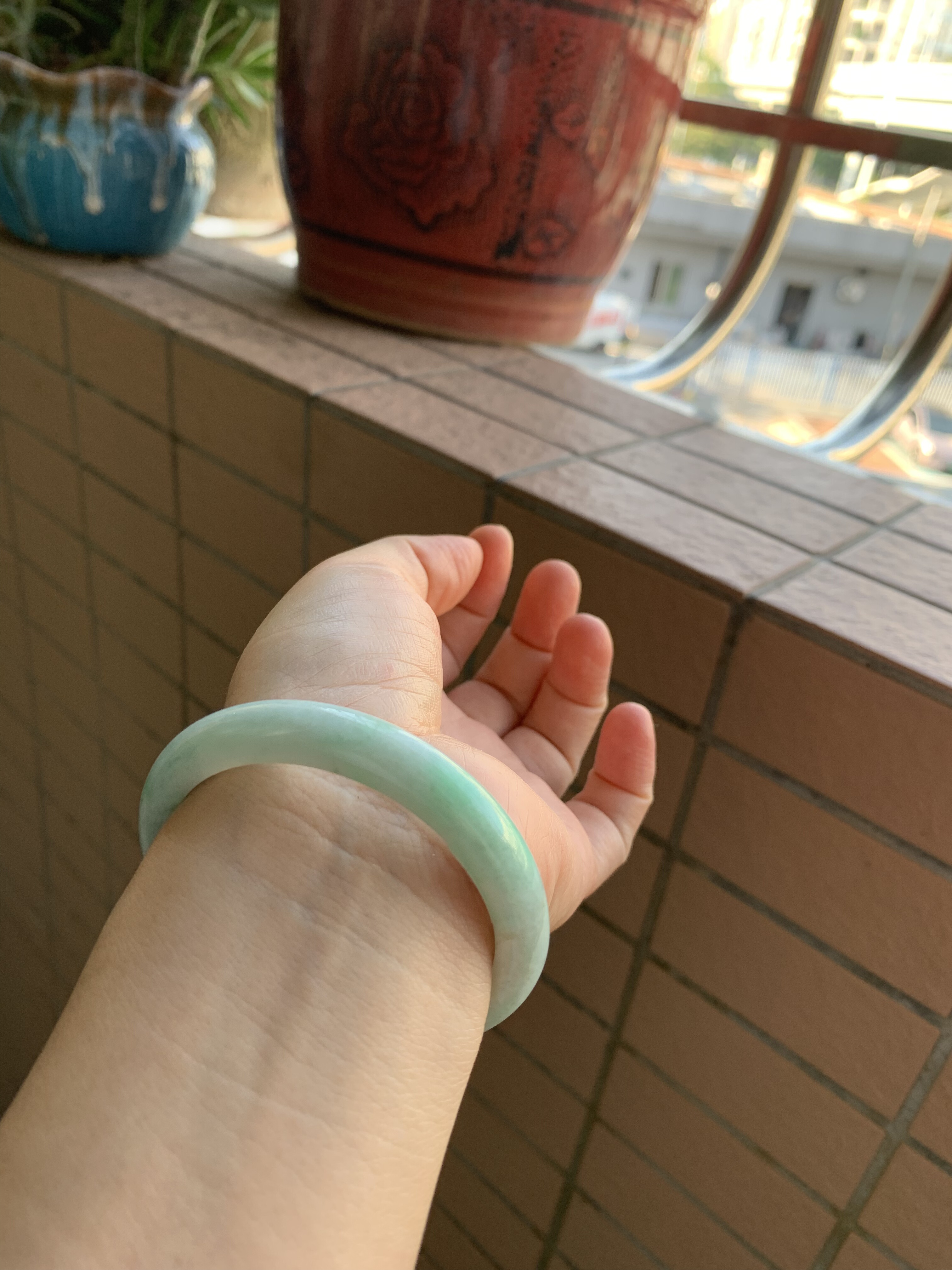 54-9.5-7.3缅甸纯天然A货翡翠淡绿甜绿证书855有纹裂保真