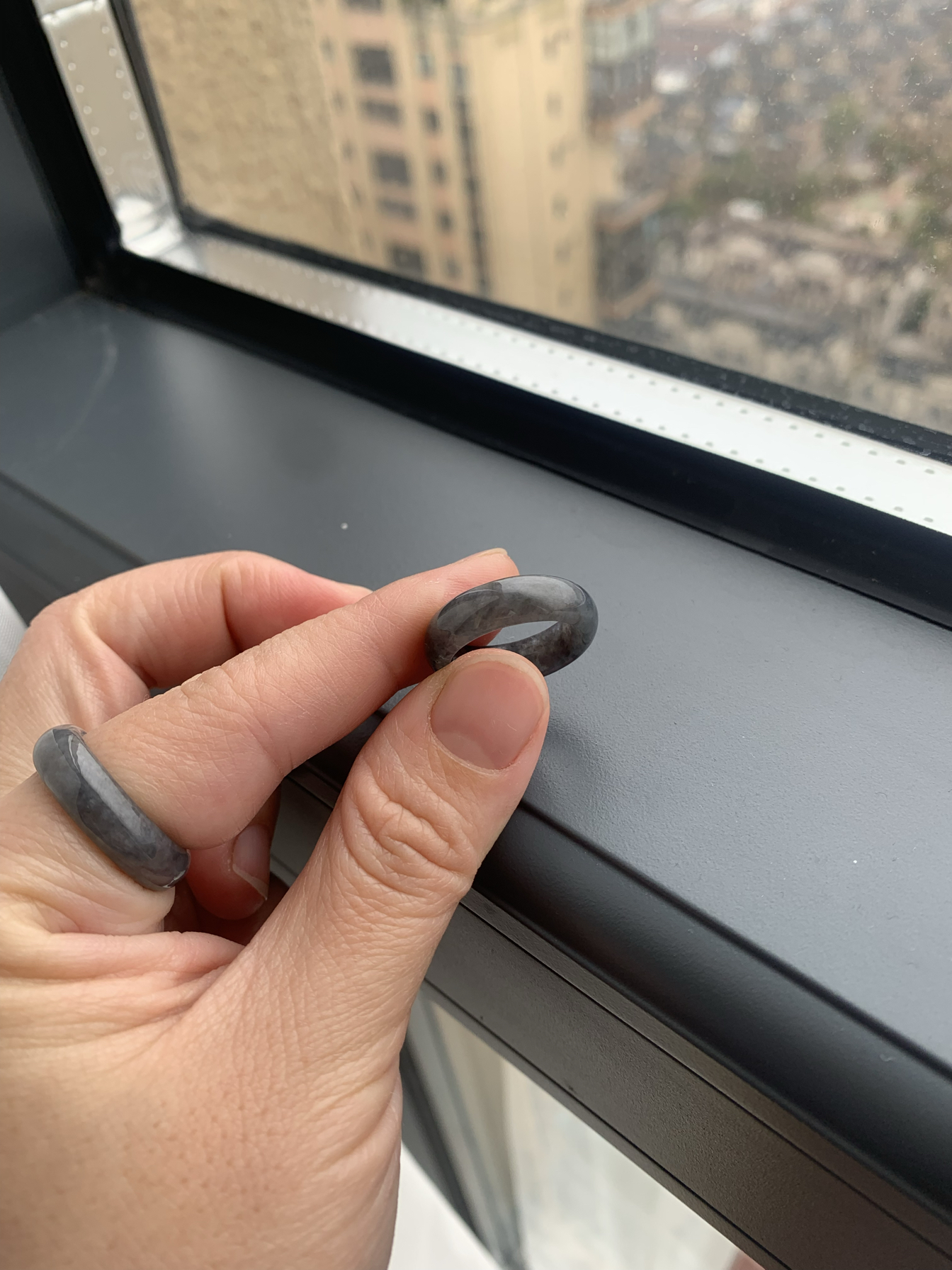 乌鸡种翡翠戒圈指环缅甸a货冰种玉石水墨意境对戒男女款尾戒情侣