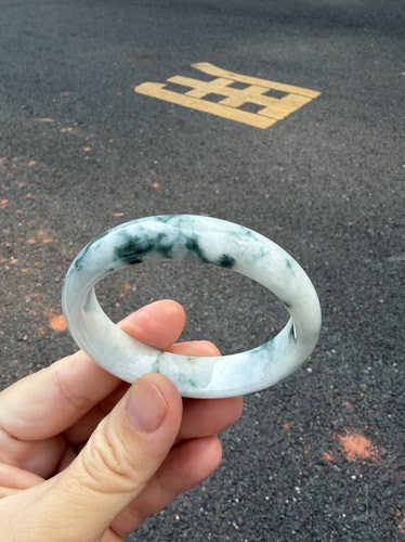 53-47-12.7-6.7缅甸纯天然A货翡翠白底飘蓝花证书526天然保真