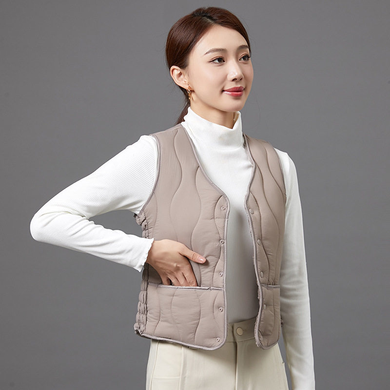 2026秋冬羽绒棉马甲女加