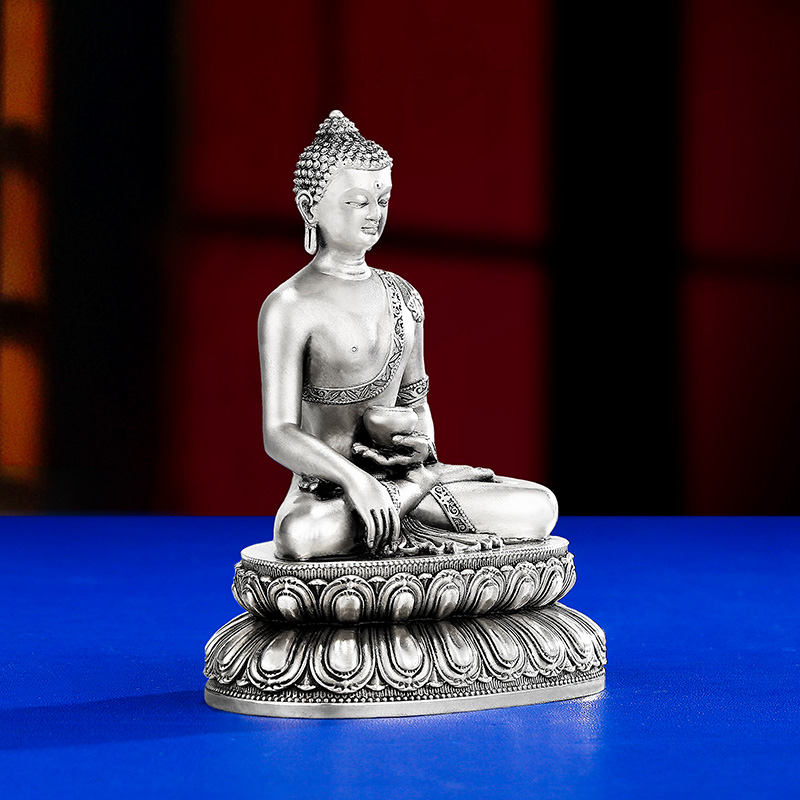 S999纯银做旧复古款家居释迦牟尼银佛像摆件小号8cm