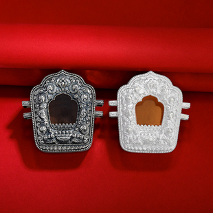 纯银嘎乌盒吊坠随身挂坠藏式摆件可装小佛像可打开嘎乌盒子做旧款