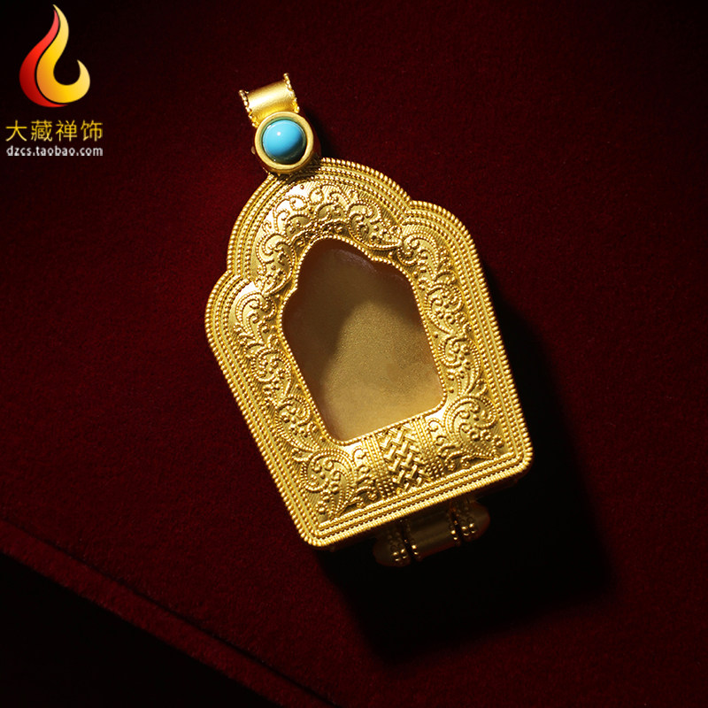 藏式八吉祥嘎乌盒吊坠男女吊坠配饰可打开项链挂坠噶乌盒合金挂件