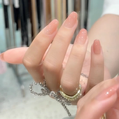 曼辞纯手工穿戴甲水蜜桃渐变纯色系美甲穿戴甲显白裸色假指甲贴片