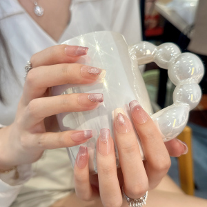 曼辞纯手定制工光疗穿戴甲手绘猫眼巴洛克少女美甲新娘甲孕妇可用