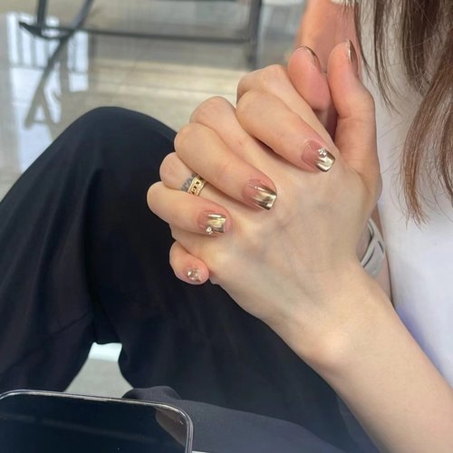 纯手工穿戴甲光疗甲短款美甲