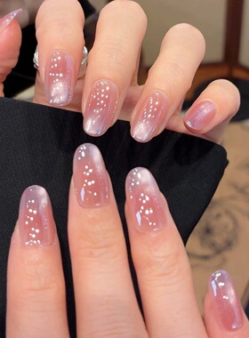 曼辞纯手工穿戴甲玻璃珠紫色猫眼美甲高级感显白假指甲贴片光疗甲