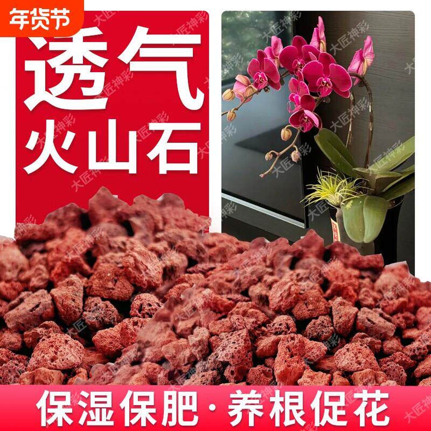 火山石养花蝴蝶兰花专用小颗粒多肉铺面石子鱼缸造景底部砂石苔藓