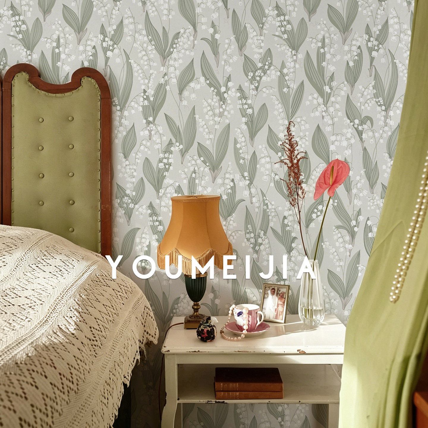法式铃兰花壁纸客厅电视背景墙壁画定制卧室民宿墙布2026新款墙纸