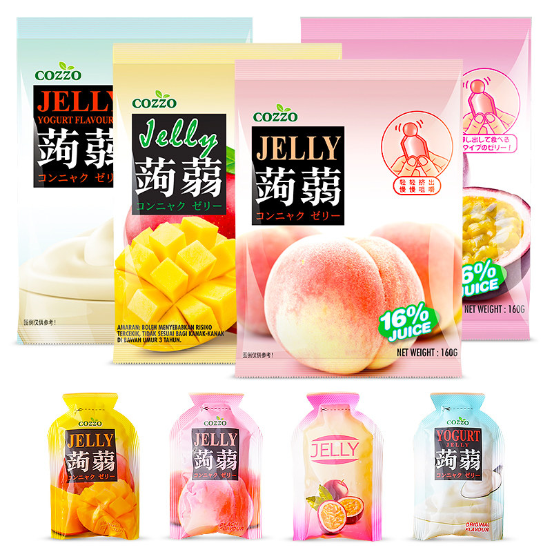 高柔蒟蒻百香果味可吸果汁果冻4*160g组合装零脂肪儿童零食