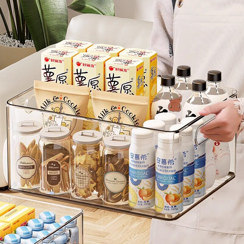 德国精工零食杂物收纳箱桌面玩具整理箱家用透明塑料筐储物盒厨房