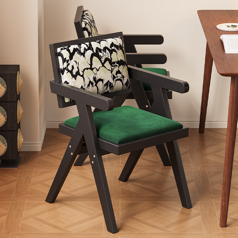 中古仿实木化妆椅家用复古昌迪加尔椅女生卧室梳妆台简约靠背凳子