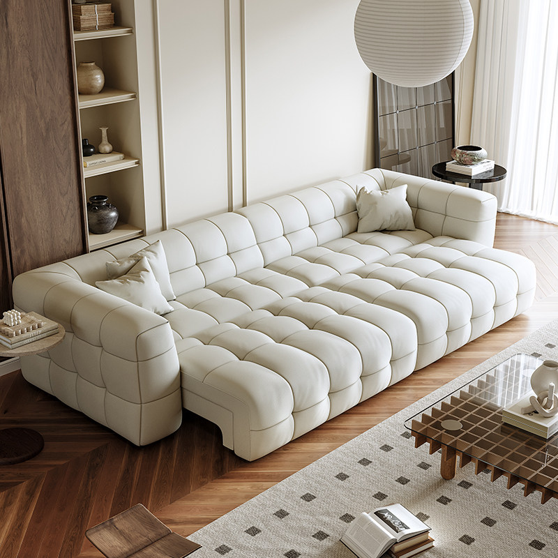 青竹邻/棉花糖电动沙发遥控可伸缩法式奶油风真皮客厅沙发床2024,住宅家具,功能沙发,淘宝优惠券,粉丝福利购,淘宝优惠卷