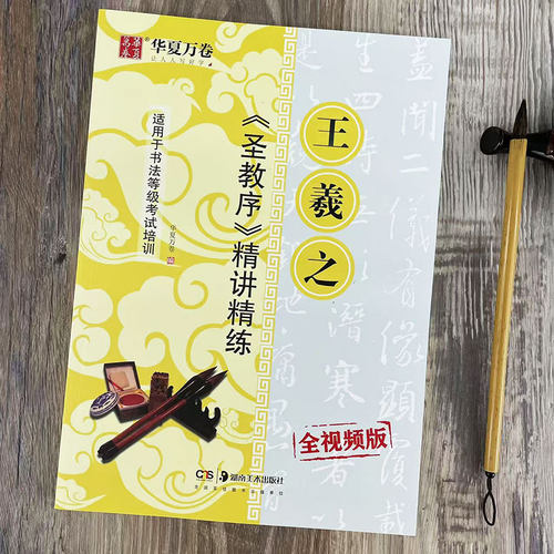 怀仁集王羲之圣教序 精讲精练全视频版 毛笔行书书法字帖教程 书法等级考试培训教材 笔画部首结构讲解入门华夏万卷湖南美术出版社