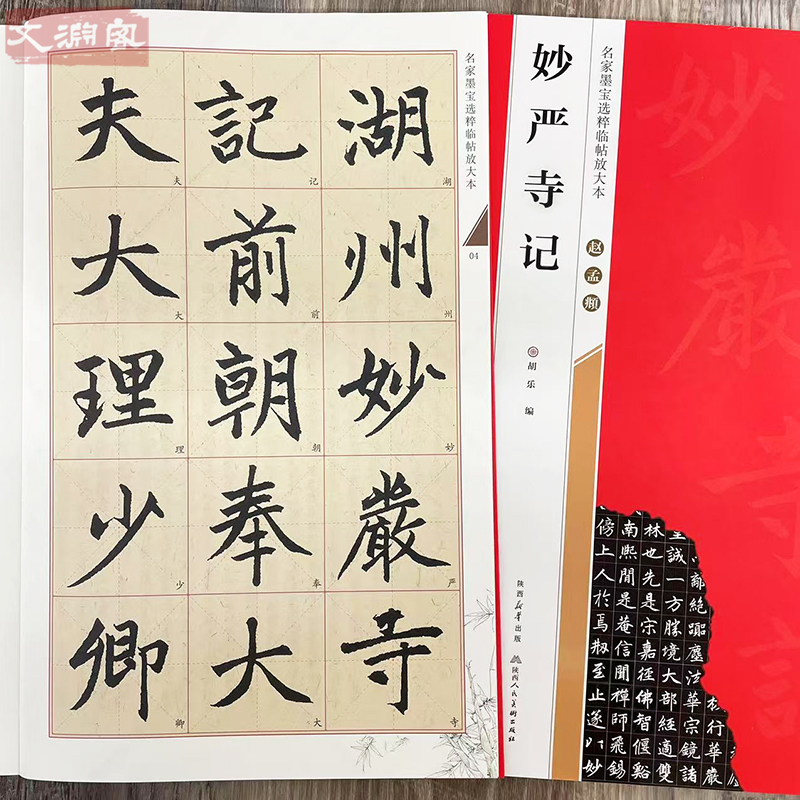 赵孟頫妙严寺记 全文放大本 米字格附简体旁注 名家墨宝选粹临帖放大本 楷书书法毛笔练字帖 高清放大版原碑帖拓本修缮本 崇文书局