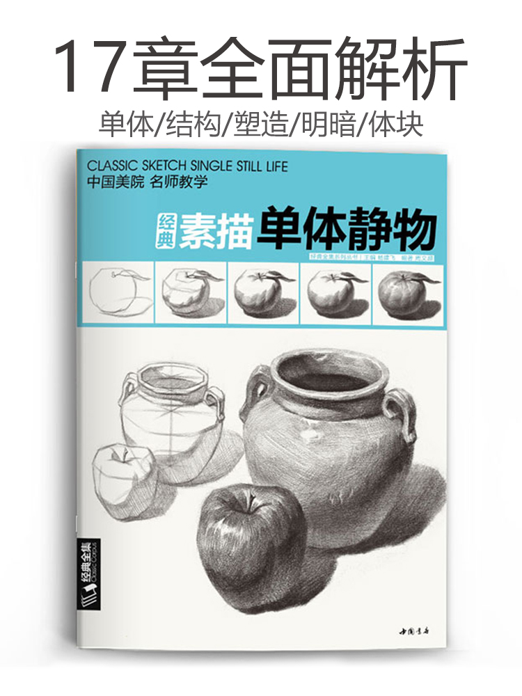 经典素描单体静物 临摹范本大画结构解剖与透视训练入门绘画画单个体静物自学教程材精湛顶陶配罐步骤敲门砖美术高考联考书 杨建飞