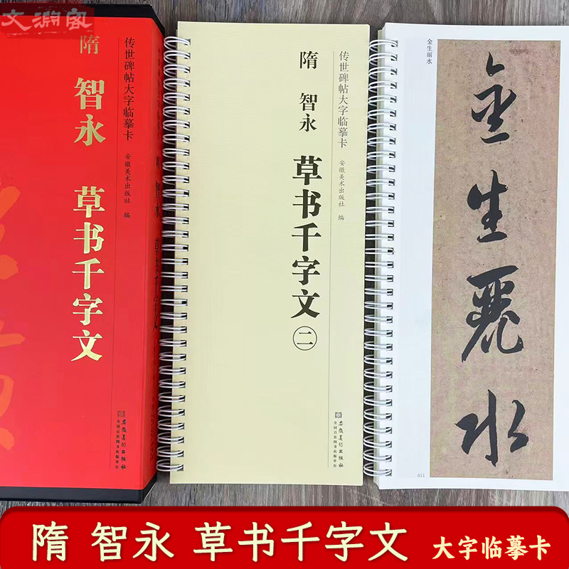 隋 智永草书千字文 传世碑帖大字临摹卡 全文2册盒装 近距离临摹字卡 草书原帖放大本毛笔书法练字帖 附简体注释 安徽美术出版社