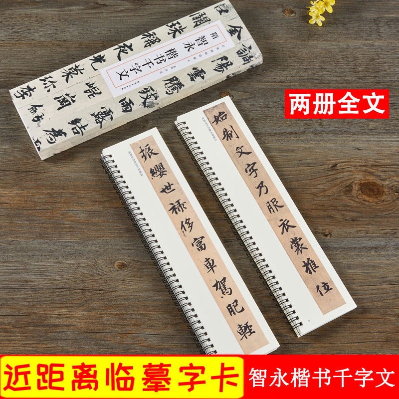 智永楷书千字文 隋 经典碑帖近距离临摹卡 全文共2册 原碑帖附简体旁注毛笔书法练字帖 安徽美术出版社