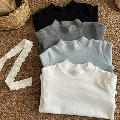 儿童打底衫加厚女宝宝高领磨毛T恤男童女童保暖内搭秋衣纯棉上衣