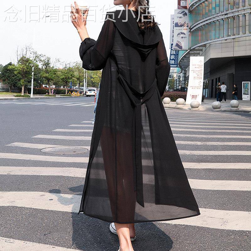 连帽开衫防晒衣服女夏季新款欧货宽松百搭透气中长外搭长袖薄外套