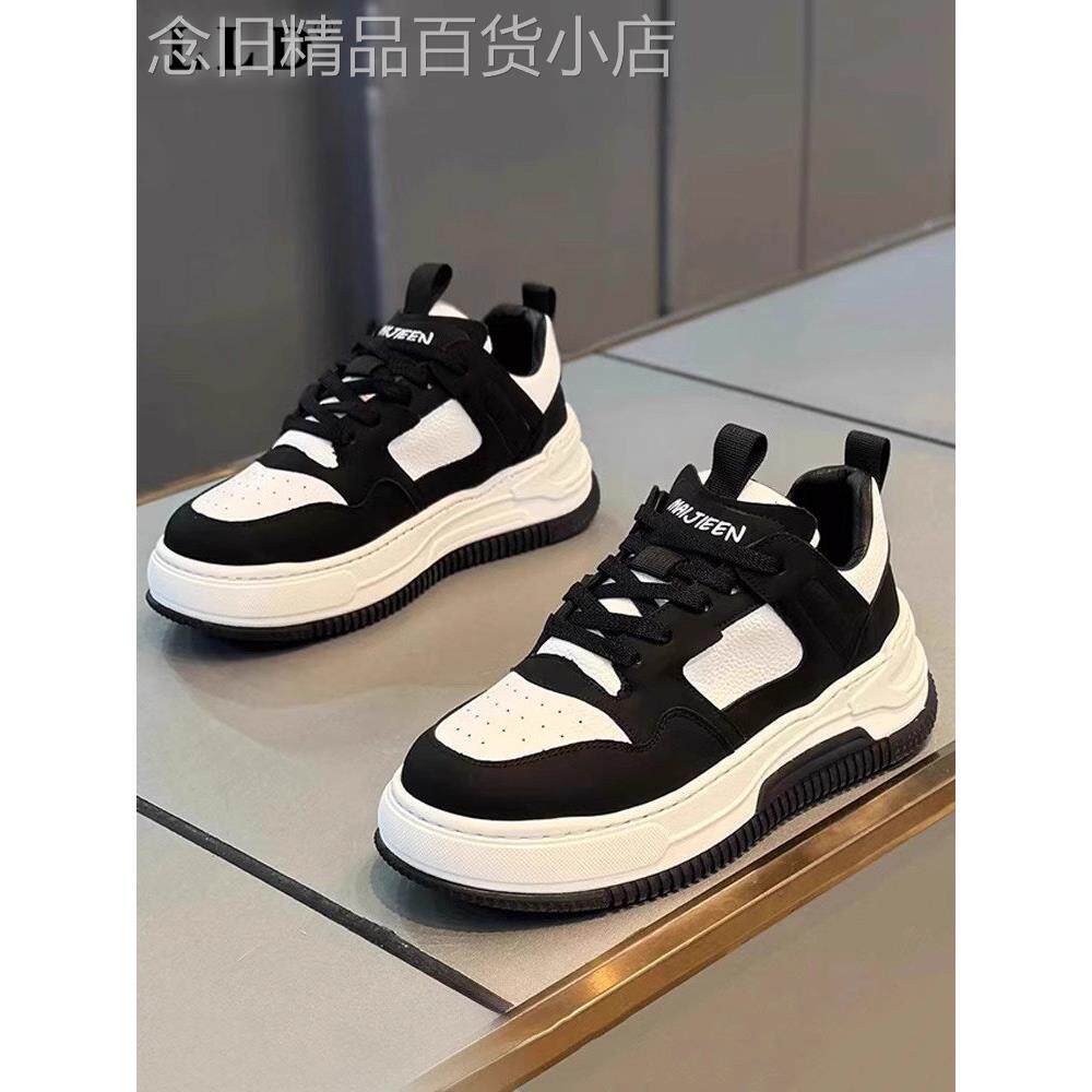 高端板鞋男秋冬季新款潮牌黑白百搭厚底增高小白鞋低帮休闲运动鞋