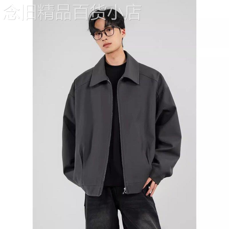 潮牌翻领飞行夹克男美式短款休闲cleanfit外套上衣高级感2025秋季