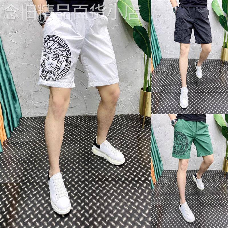 轻奢夏季新款短裤男士五分裤休闲欧货时尚中裤速干刺绣潮流沙滩裤