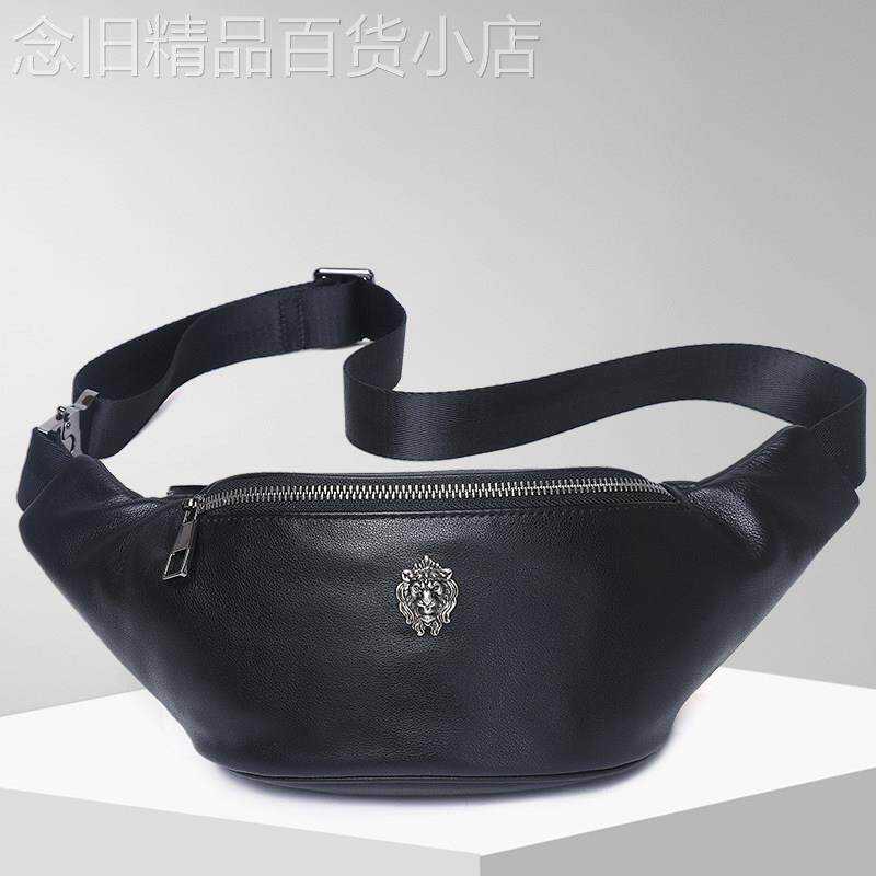 香港专柜代购男士牛皮胸包新款防水轻奢真皮腰包高级感单肩斜挎包