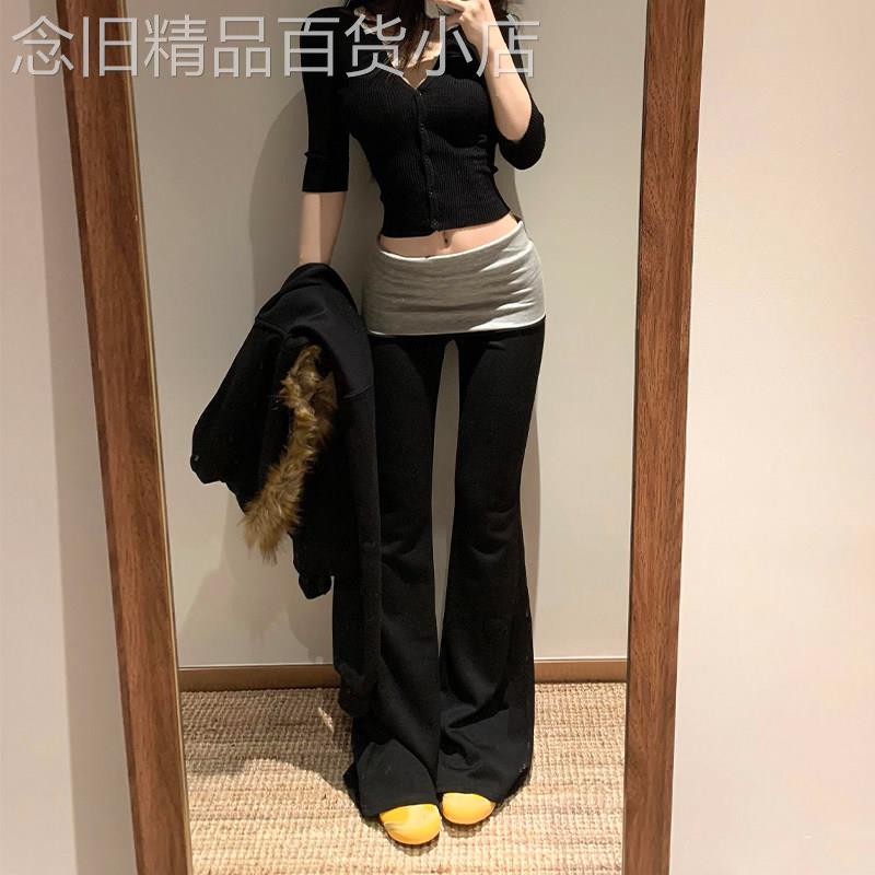 美式辣妹低腰微喇叭休闲裤女2026春季修身显瘦瑜伽裤子运动长裤子