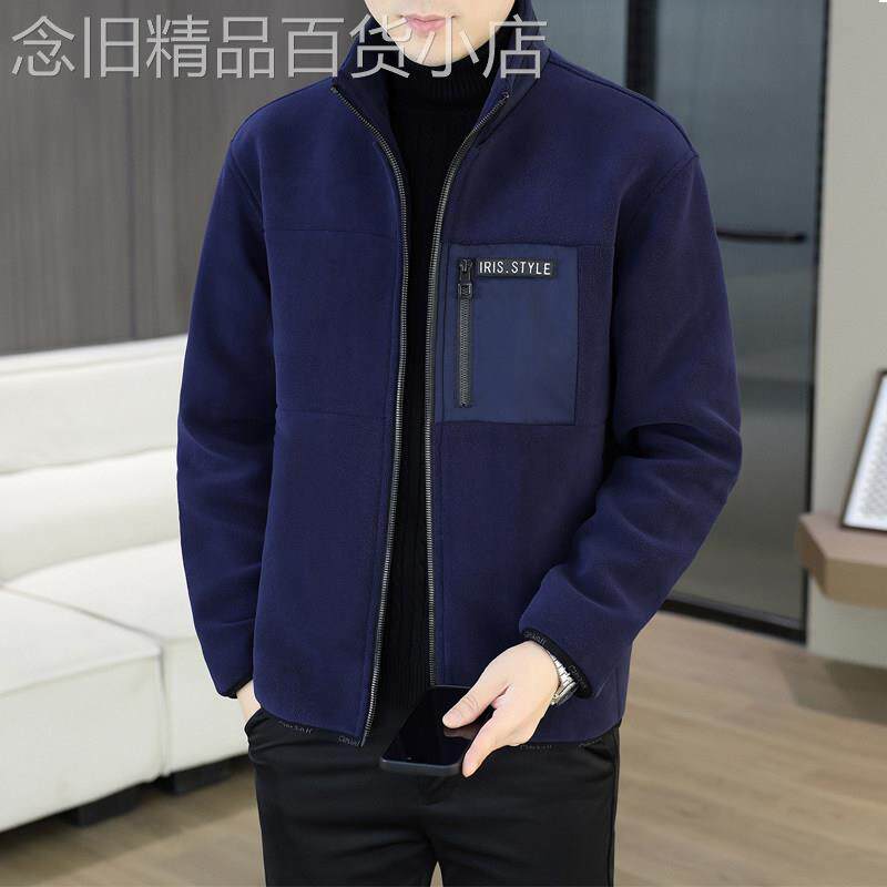 高端奥粒绒外套男秋冬季加厚保暖运动夹克时尚休闲宽松大码抓绒衣