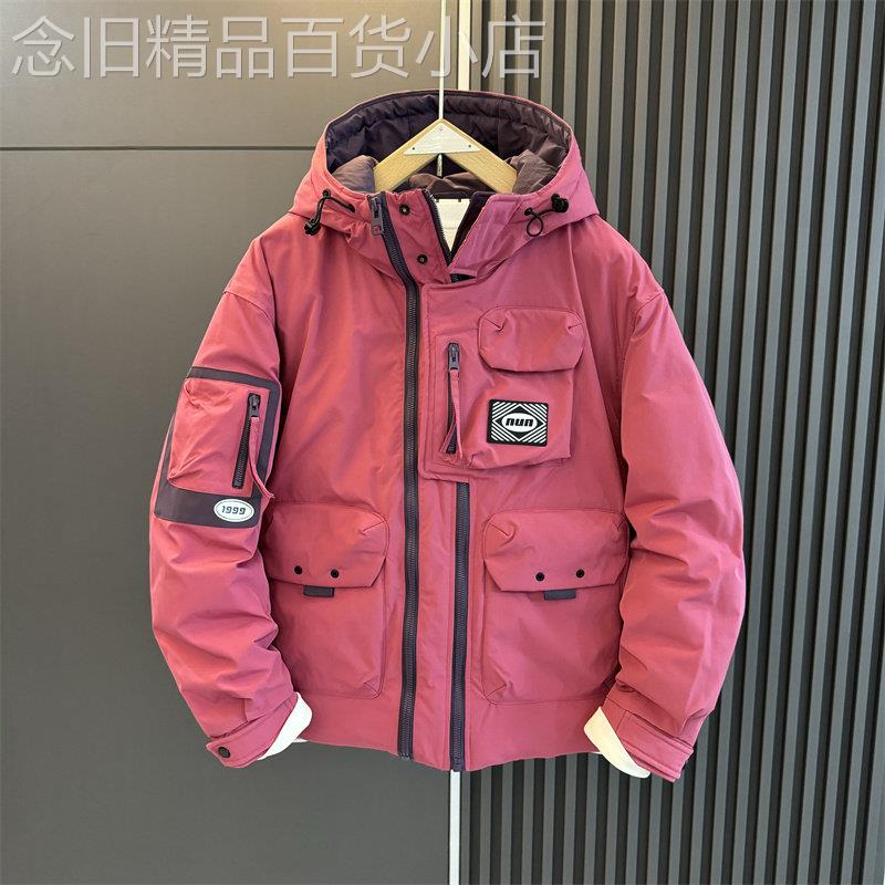 出口美国⭐Chrisma Katch~多口袋工装连帽白鸭绒羽绒宽松情侣外套