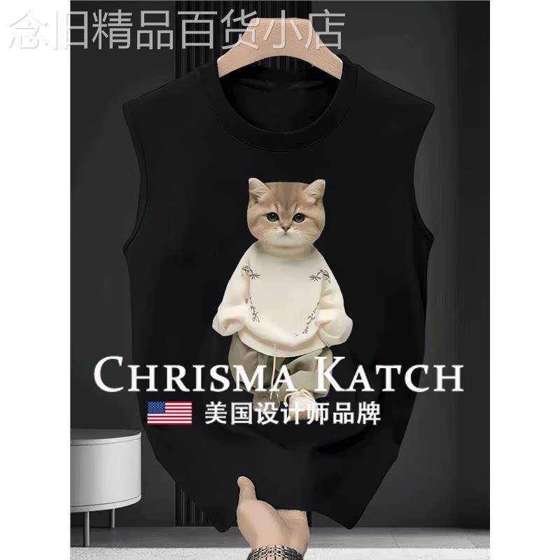 出口美国⭐Chrisma Katch~无袖纯棉篮球背心美式运动坎肩宽松上衣
