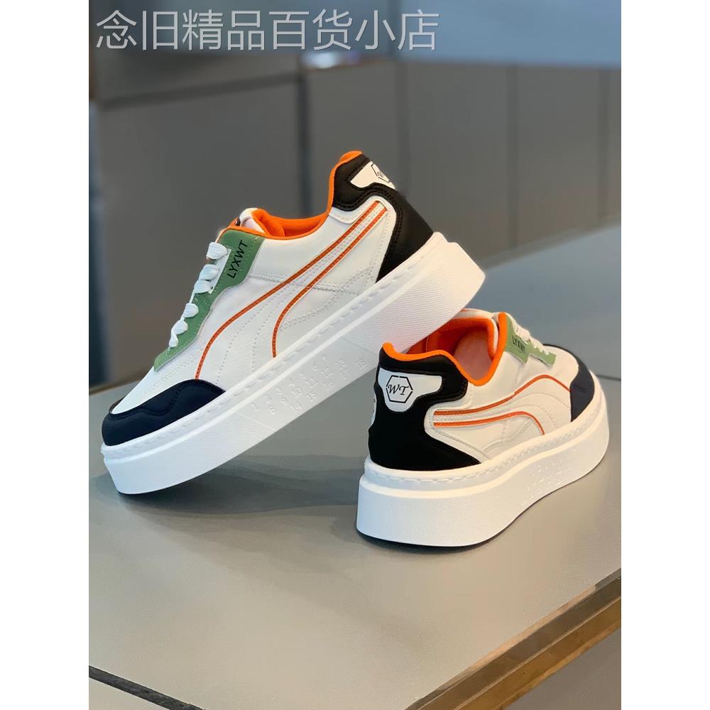 潮牌布面小白鞋男2025年夏季新款潮流百搭休闲板鞋厚底增高运动鞋