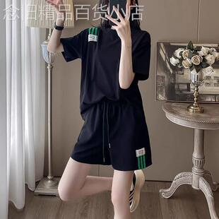 短袖短裤运动套装女2026夏季宽松小个子吸汗跑步健身跳操羽毛球服