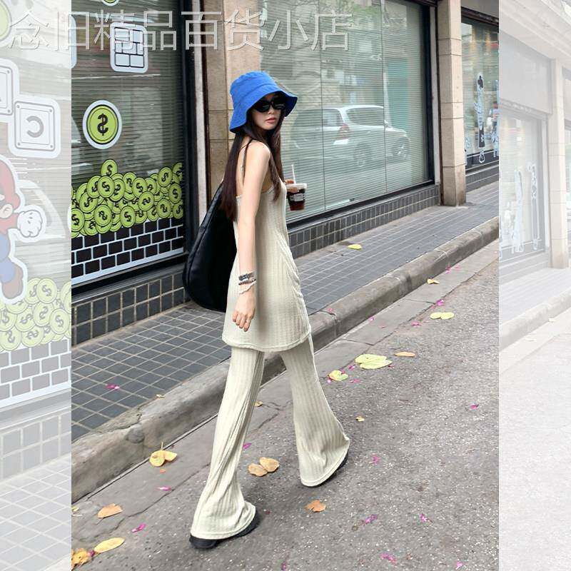 辣妹无袖吊带两件套装裤子女夏2025新款搭配小个子茶系穿搭一整套