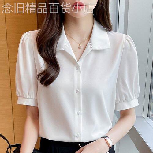潮牌CVY短袖白衬衫女2026夏季新款免烫抗皱衬衣职业正装面试上衣