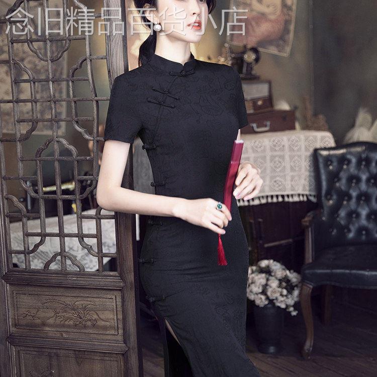 黑色改良旗袍女2026夏季新款高级感年轻款显瘦日常中国风连衣裙子
