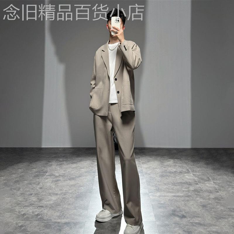轻奢2026春季新款西服套装男士休闲西装宽松轻熟风痞帅礼服两件套