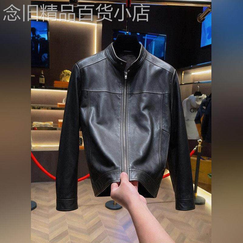 2026秋季轻奢休闲立领机车风皮衣男士拉链真皮夹克修身百搭外套