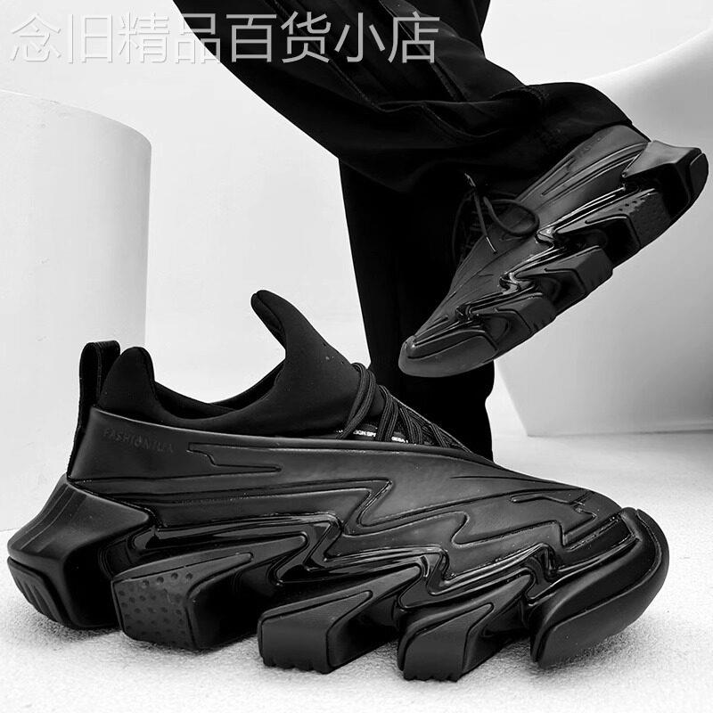 潮牌黑武士齿轮老爹鞋男女小众设计感厚底增高情侣炸街复古休闲鞋