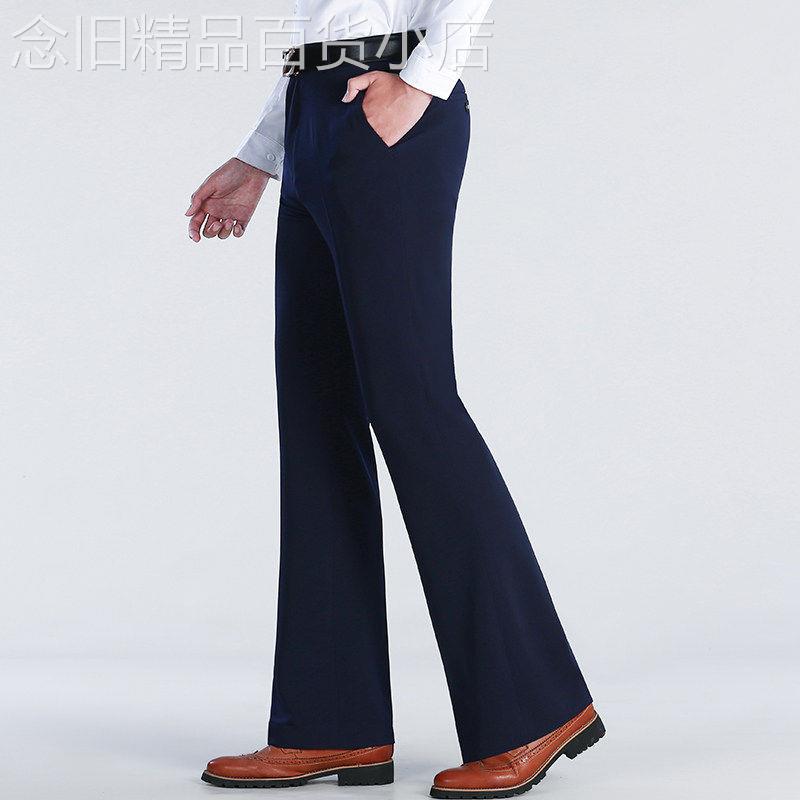 2026夏季弹力冰丝裤男高端商务微喇叭裤薄款休闲免熨烫垂感阔脚西