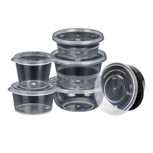 一次性酱料盒调料杯外卖带盖连体小餐盒辣椒油透明圆形打包盒包邮