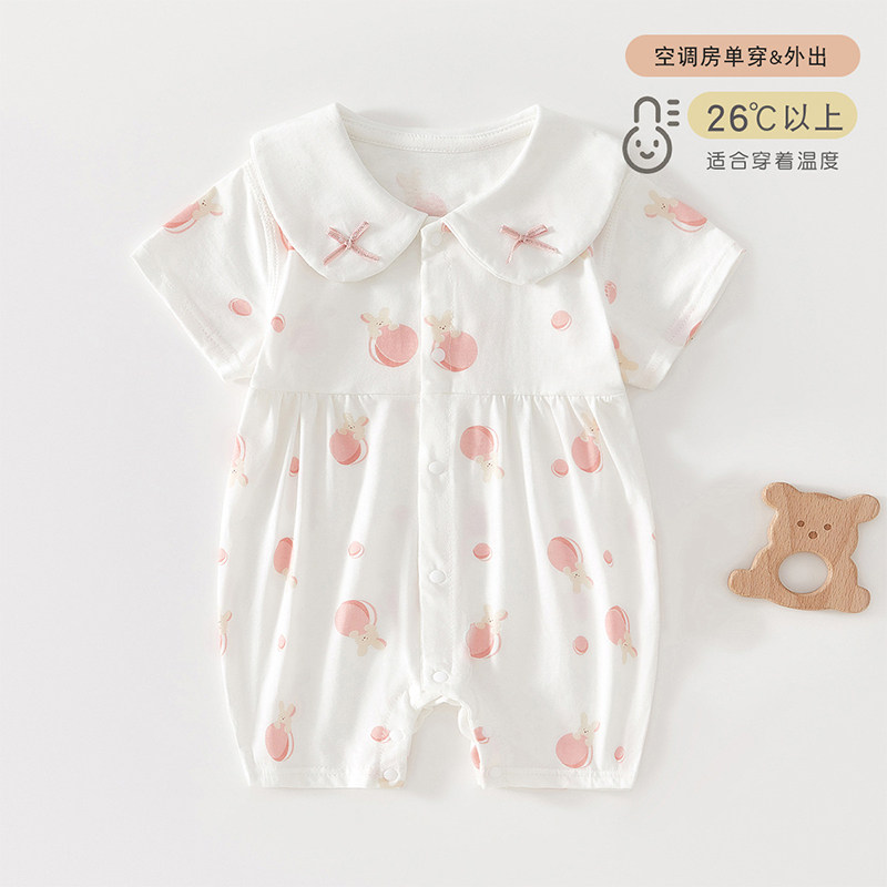 全棉纯棉婴儿衣服新生夏季薄款纯棉短袖连体衣女宝宝夏装可爱公主