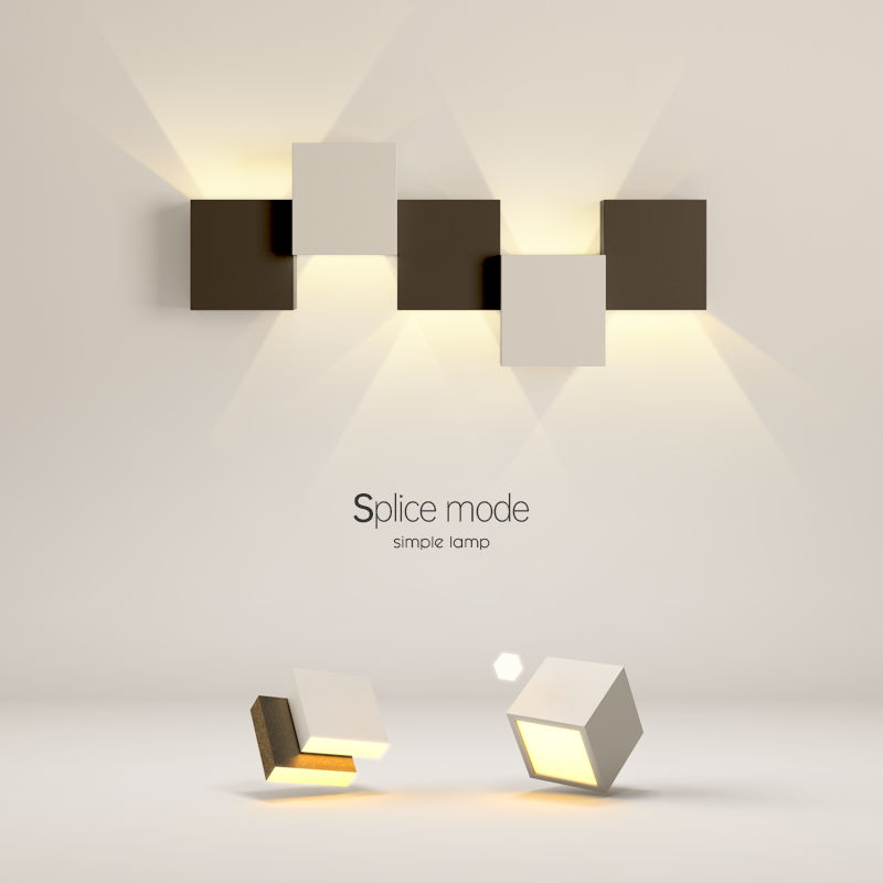 led现代客厅背景墙方块壁灯