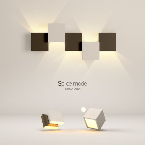 led现代客厅背景墙方块壁灯